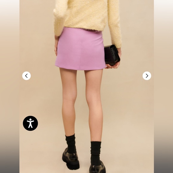 MAJE Lilac Mini Skirt Skort with Silver Button Detail NWT XS & built in shorts - Picture 4 of 14